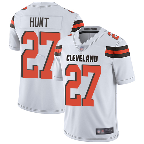 Cleveland Browns Kareem Hunt Men White Limited Jersey #27 NFL Football Road Vapor Untouchable